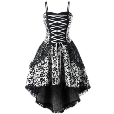 Halloween Cosplay Costume Lace Gothic Vintage Dress Women Irregular Sleeve Dresses Robe Medieval Ghost Vampire Clothing