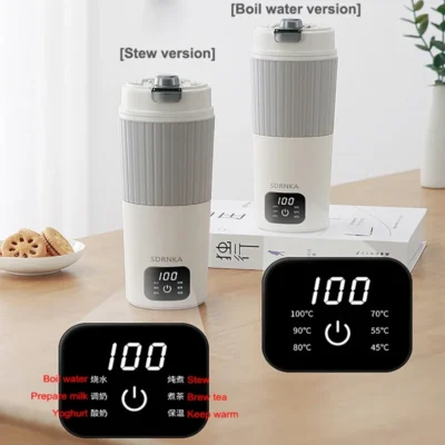 650ml Portable Electric Kettle Travel Boil Water Cup Thermo Pot Smart Teapot Temperature Adjustment Kettle Heating Cup 220V