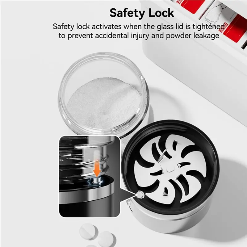 ASWUT-Pill Crusher Fine Powder Electric Grinder - Portable Cordless Pill Crusher For Travel, Easily Crush Pills