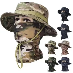 Men's Camouflage Balaclava Fishing Cap Full Face Mask Set Summer Snapback Sun Hat Outdoor Hunting Accessory