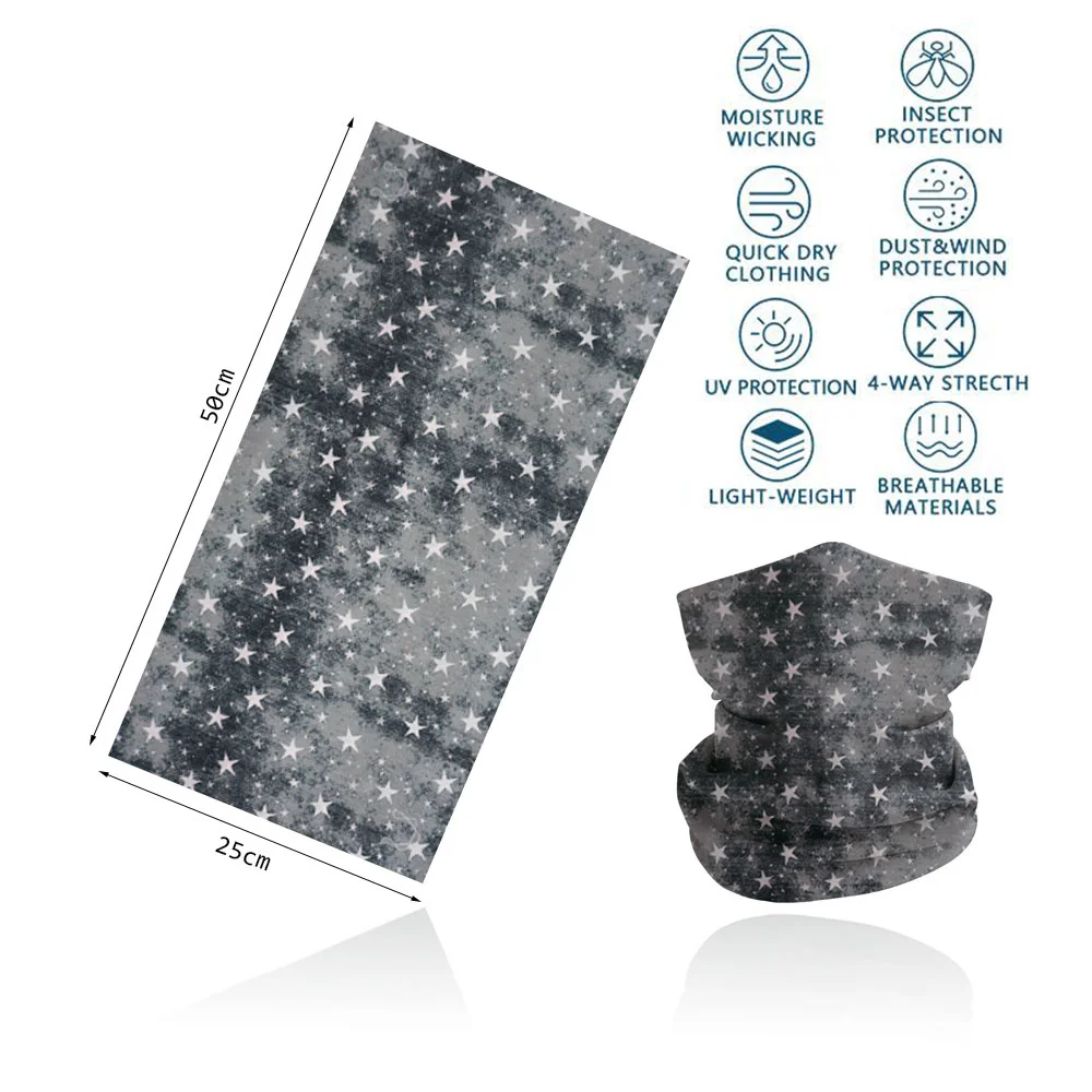 Seamless Bandana Sky Stars Printed Cycling Bandana Rave Face Mask Women Men for Dust Wind Sun Protection Face Scarf Mask Cover
