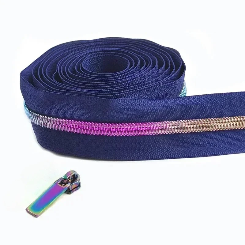 2/5/8/10M 5# Meetee Sewing Nylon Zipper Tape Clothes Zippers Puller Head Bag Jacket Zip Coil Closure Replace Repair Accessories