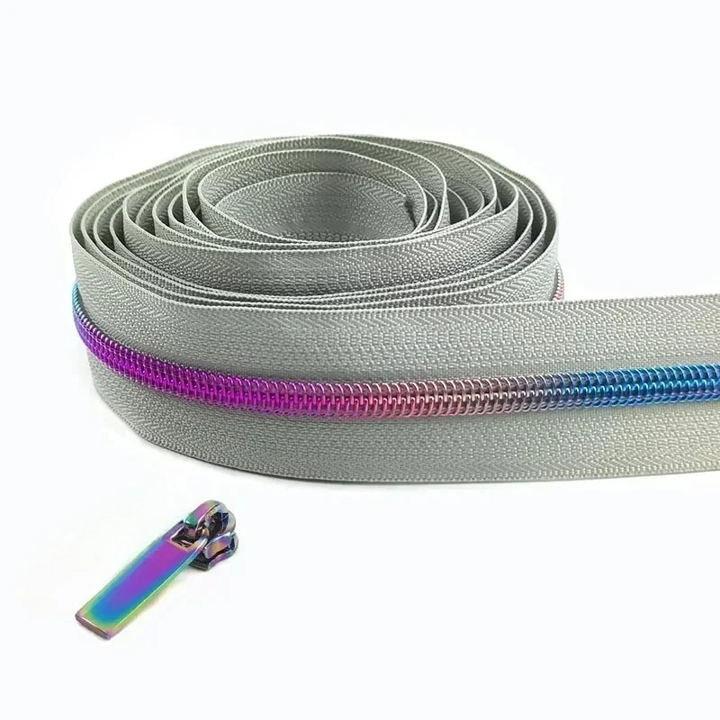 2/5/8/10M 5# Meetee Sewing Nylon Zipper Tape Clothes Zippers Puller Head Bag Jacket Zip Coil Closure Replace Repair Accessories
