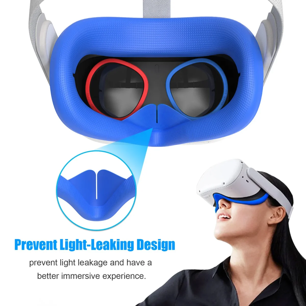 Silicone VR Face Mask For Meta Quest 2 Facial Interface Sweatproof Mask Face Cushion Lightproof Mask Face Cover VR Accessories