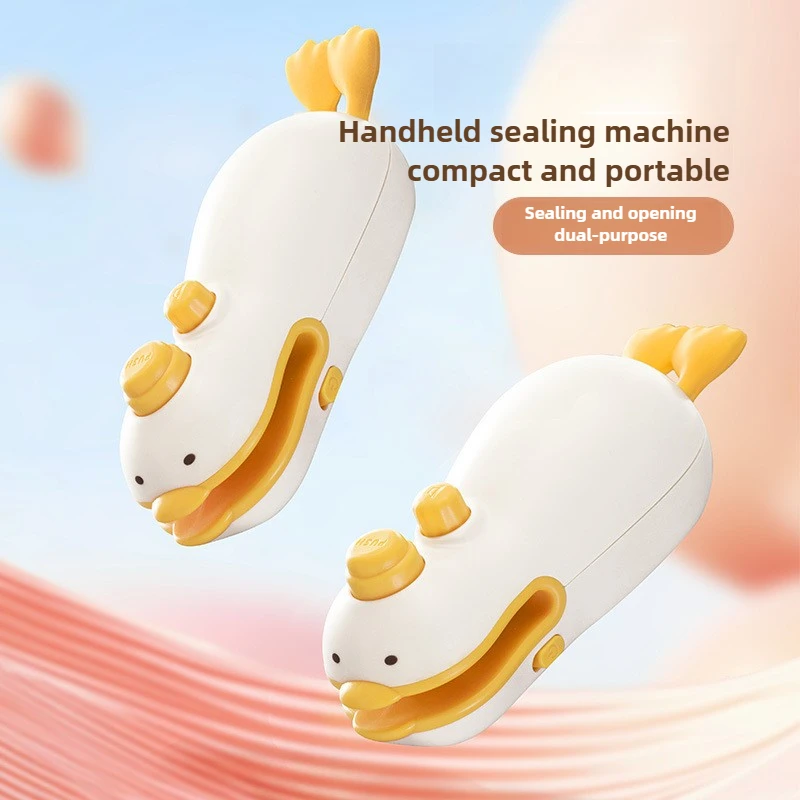 Cute Duck Handheld Vacuum Sealer Rechargeable Magnetic Bag Sealer for Freshness Portable Easy Use Kitchen Gadget 2 in 1 Mini