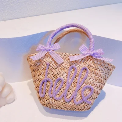 Fashionable Wheat Straw Bags For Girls Sweet Holiday Outdoor Seaside Beach Bag Summer Handmade Woven Bags Small Handbag