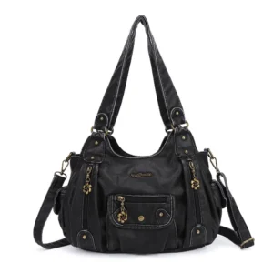 Women Handbags Satchel Top-handle Vintage PU Shoulder Bag 12.5”x4.4” Dumpling Pack Multi-pockets Shoulder Bags Wellet