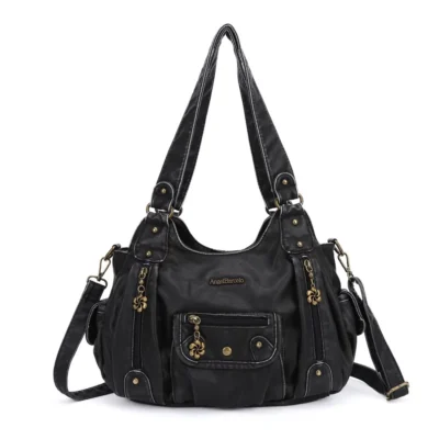 Women Handbags Satchel Top-handle Vintage PU Shoulder Bag 12.5”x4.4” Dumpling Pack Multi-pockets Shoulder Bags Wellet