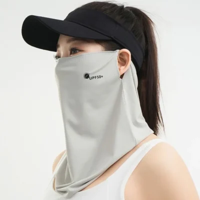 Breathable Sunscreen Face Veil Ice Silk Face Mask Sun Protection Neckline Face Cover Summer Cycling Hiking