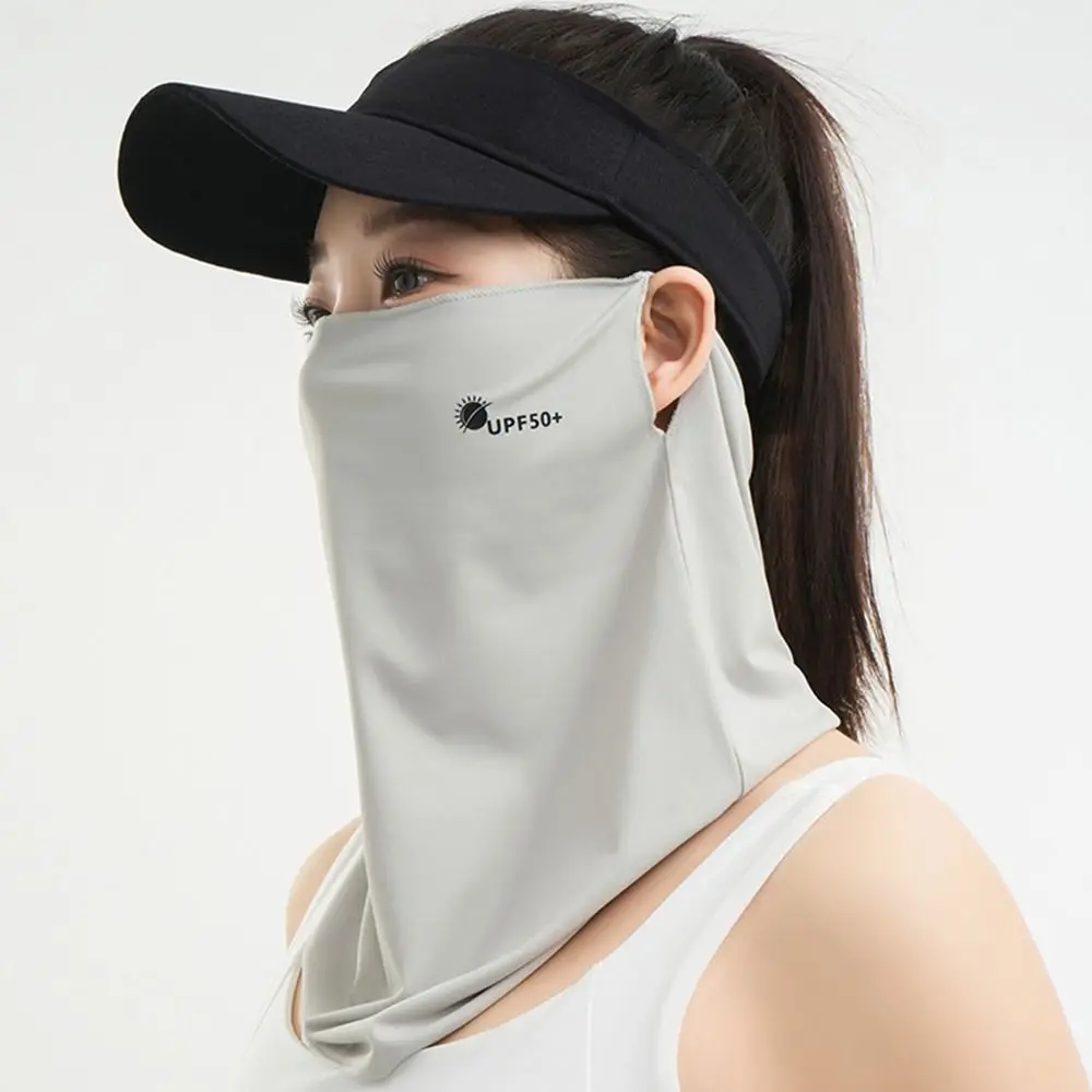 Breathable Sunscreen Face Veil Ice Silk Face Mask Sun Protection Neckline Face Cover Summer Cycling Hiking