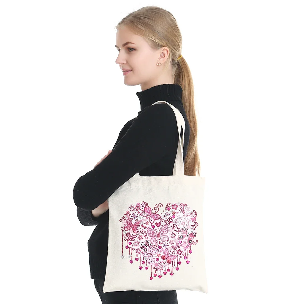 1pc/Set DIY Butterfly Diamond Painting Shopping Bag Crystal Rhinestones Diamond Art Handbags Diamond Art Canvas Bags for Women