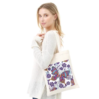 1pc/Set DIY Butterfly Diamond Painting Shopping Bag Crystal Rhinestones Diamond Art Handbags Diamond Art Canvas Bags for Women