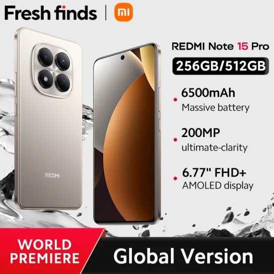 【World Premiere】Global Version Xiaomi Redmi Note 15 Pro MTK Helio G200-Ultra 200MP ultimate-clarity camera 6.77"AMOLED display