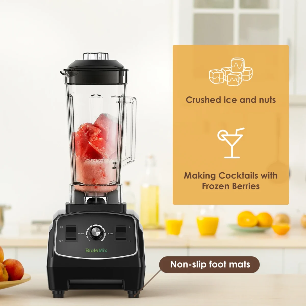 Biolomix BPA Free 3HP Blender 2200W High Power Food Processor Ice Smoothie Fruit Blender