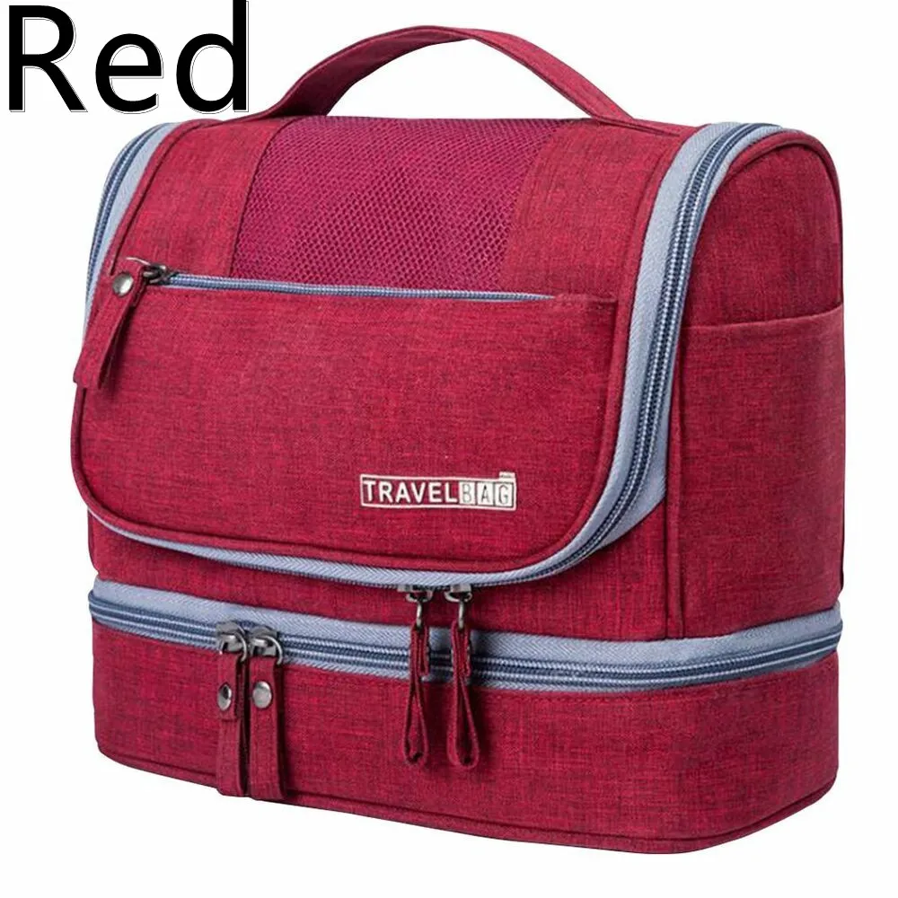Foldable Toiletry Washbag with Hanging Hook Waterproof Women Bathroom Cosmetic Storage Bag Large Capacity Travel Men Makeup Case