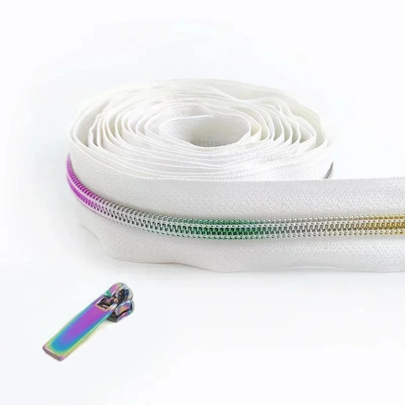 2/5/8/10M 5# Meetee Sewing Nylon Zipper Tape Clothes Zippers Puller Head Bag Jacket Zip Coil Closure Replace Repair Accessories
