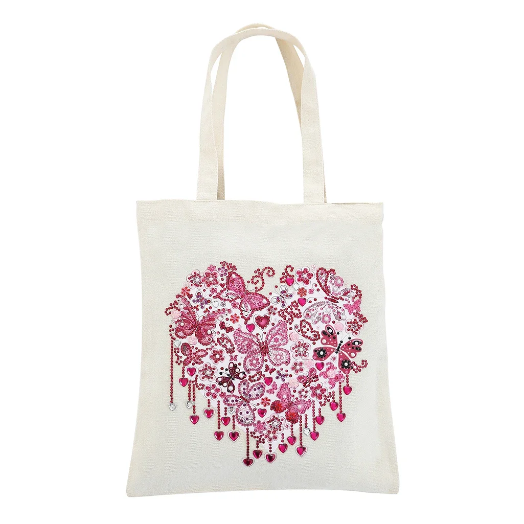 1pc/Set DIY Butterfly Diamond Painting Shopping Bag Crystal Rhinestones Diamond Art Handbags Diamond Art Canvas Bags for Women