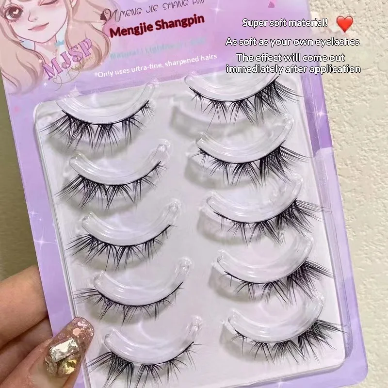 5 Pairs Winged False Eyelashes Reusable Natural Thick Long Manga Lashes Fox Eye Makeup Beauty Tool