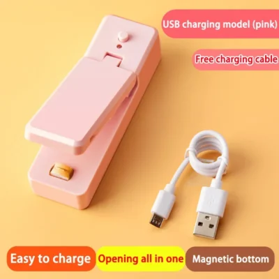 Portable Food Bag Sealing Machine Usb Rechargeable Household Vacuum Kaifeng Integrated Integrated Snack Sealer Kitchen Tools
