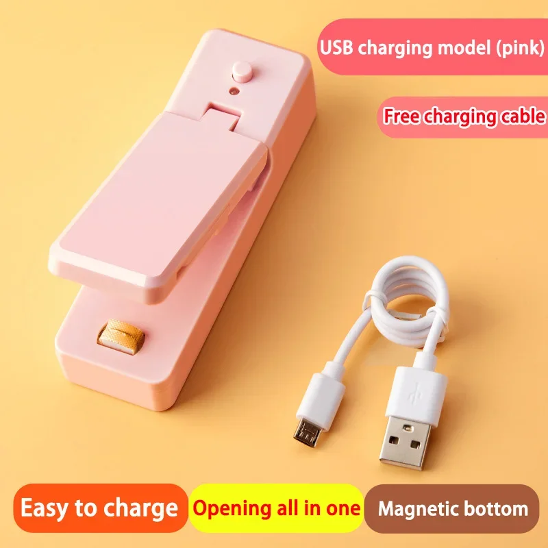 Portable Food Bag Sealing Machine Usb Rechargeable Household Vacuum Kaifeng Integrated Integrated Snack Sealer Kitchen Tools