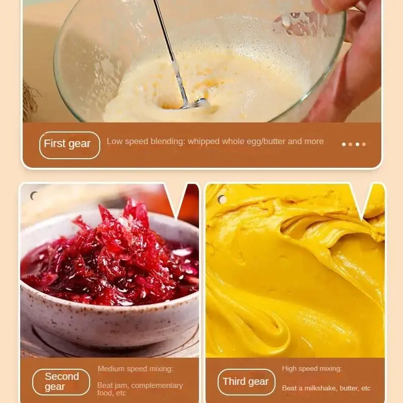 1 electric mixer, milk frother, coffee machine, egg beater, dual stick, 3-speed rechargeable batter, kitchen jam and cream mixer