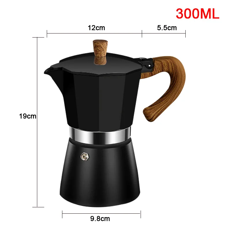 110V/220V Vintage Wooden Handle Espresso Maker Moka Pot 300ml With Electric Furnace Classic Italian Cafe Tool Mocha Coffee Maker