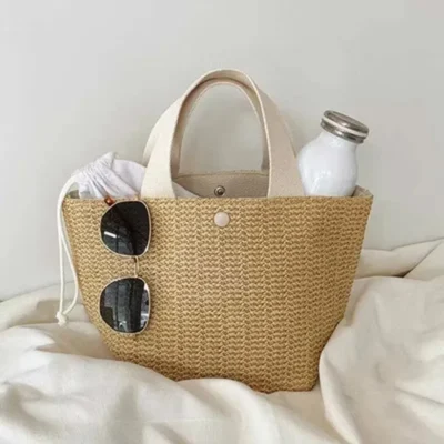 1 Pcs Casual Rattan Women Handbags Summer Beach Straw Bags Wicker Woven Female Totes Large Capacity Lady Buckets Travel Bag