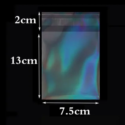 50pcs Transparent Holographic Laser Self Adhesive Bag Aurora Color Pouches for DIY Jewelry Badge Gift Package Storage Bags