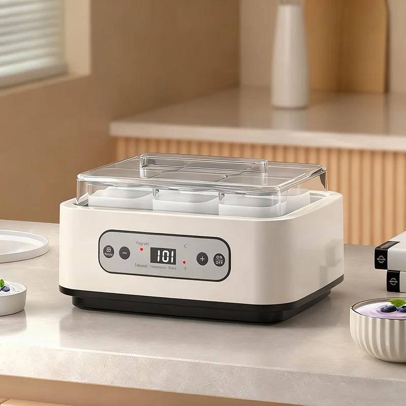 Automatic Yogurt Maker with 6 Cup Professional Adjustable Temperature Time Yogurt Maker Multi-functional Ice Cream Pudding Maker