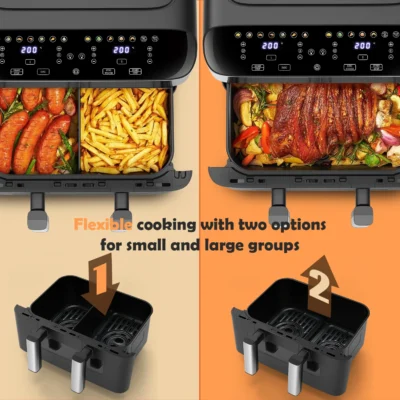 10L Air Fryer Dual Zone Digital Oven 9 Cooking Functions Oil Free 2400W SALE