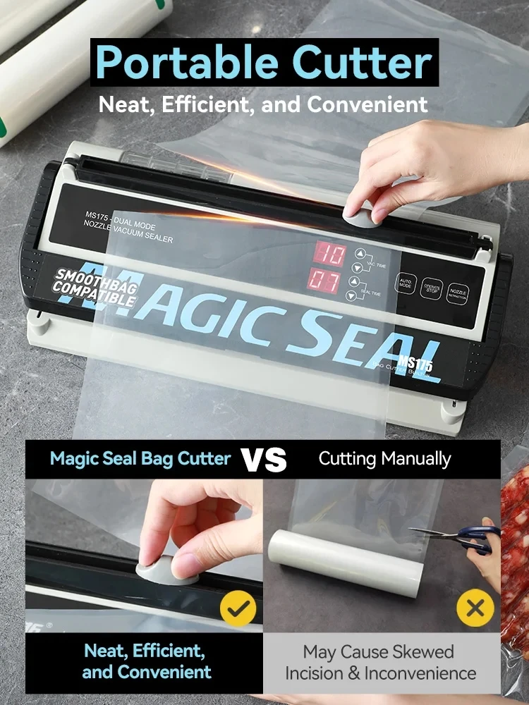 MAGIC SEAL MS175 Vacuum Sealer Machine For Sous Vide Food Plastic Bag Sealer Kitchen Packer Household Sealing Pakaging Machine