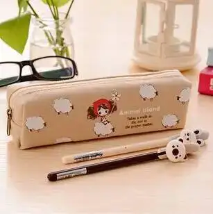 1 Piece Lytwtw's Kawaii Pen Pencil Bag Canvas School Offfice Stationery Makeup Pouch Case holder organizer Cute Things Gift