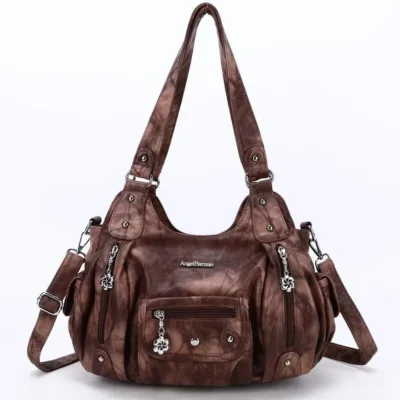 Women Handbags Satchel Top-handle Vintage PU Shoulder Bag 12.5”x4.4” Dumpling Pack Multi-pockets Shoulder Bags Wellet