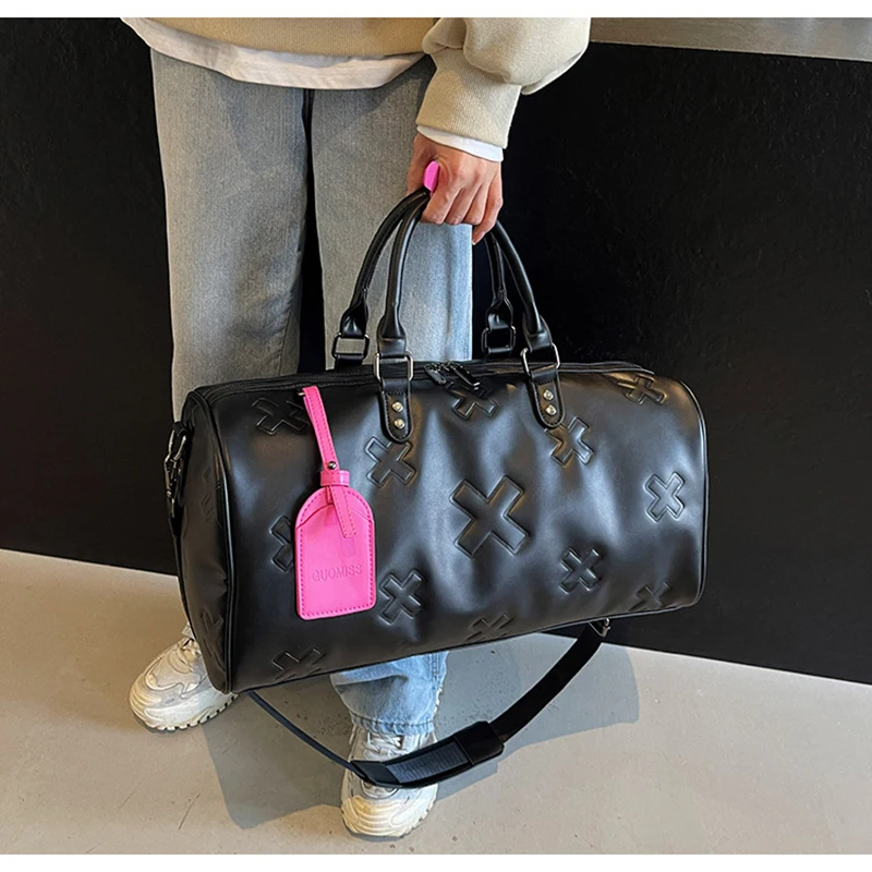 Women'S Travel Duffle Fashion Bag PU Leather Gym Fitness Yoga Luggage Boston Handbag Outdoor Sports Suitcase Shoulder Tote Bag