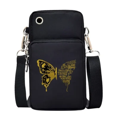 Universal Mobile Phone Bag Iphone 13 Huawei Shoulder Cross-body Package Women Sport Pouch Unisex Arm Wrist Bags Butterfly Print