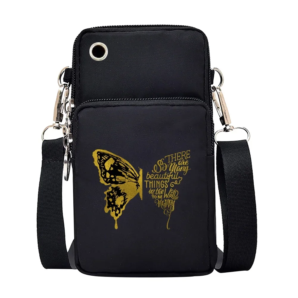 Universal Mobile Phone Bag Iphone 13 Huawei Shoulder Cross-body Package Women Sport Pouch Unisex Arm Wrist Bags Butterfly Print