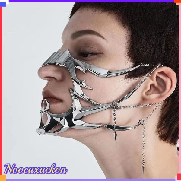 Fashion Gothic Mask Cyber Punk Irregular Silver Color Hollow Face Mask Women/Men Party Individuation Jewelry Accessory