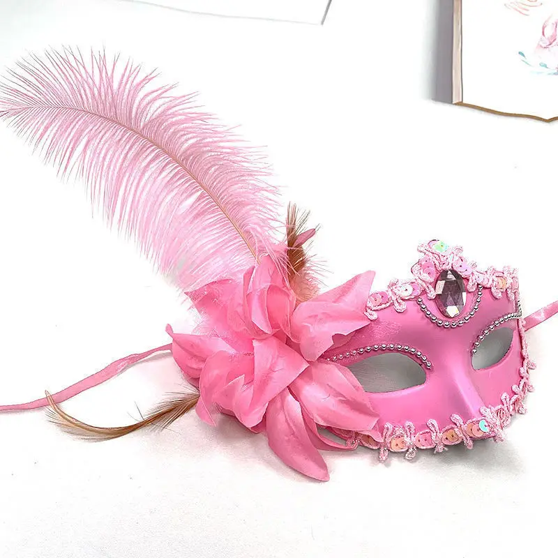 Venice Adult Masquerade Princess Mask Women Luxury Peacock Feathers Half Face Mask Party Performance Carnival Cosplay Costume