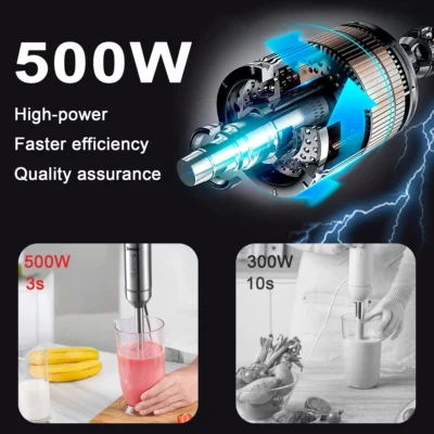 500W Hand Blender Immersion Electric Food Mixer Ice Crushing Kitchen Vegetable Meat Grinder Chopper Whisk Fruit Stirring Sonifer