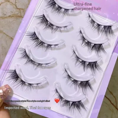 5 Pairs Winged False Eyelashes Reusable Natural Thick Long Manga Lashes Fox Eye Makeup Beauty Tool