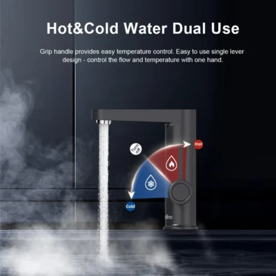 Briwellna 3400W 220V Electric Water Heater Tap 2 in 1 Basin Tap Tankless Instant Hot Water Faucet Heater Cold Heating Faucet