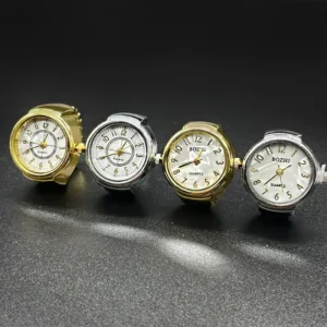 Finger Watches Selling Round Golden Silvery Quartz Men's And Women's Simple Ring Watches