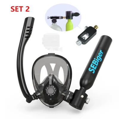 SEBIger 0.5L Diving diving tank Set and Full Face Mask for Beginner Swimmers,5-10 minutes underwater,Reusable,outdoor traveling