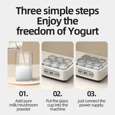 Automatic Yogurt Maker with 6 Cup Professional Adjustable Temperature Time Yogurt Maker Multi-functional Ice Cream Pudding Maker