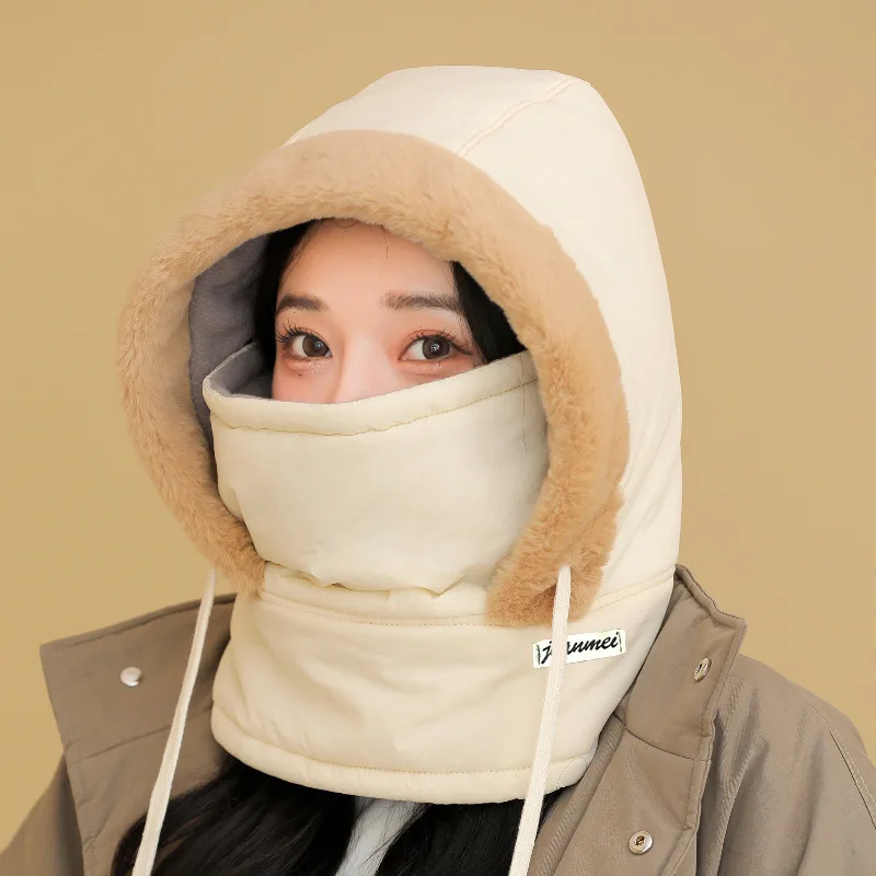 Winter Warm Cycling Hat for Men, Windproof Thick Neck Integrated Face Mask for Women, Windproof Headcap for Cycling