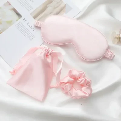 3Pcs Set Women Imitated Silk Sleep Eye Mask Eye Patches Face Mask Eyeshade Blindfold Travel Rest Eye Cover Night Eyeshade