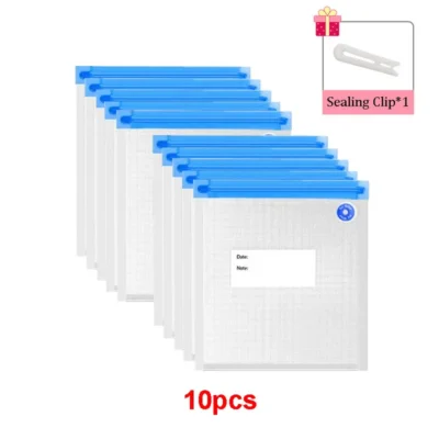 5/10Pcs Reusable Vacuum Sealer Bags Food Storage bag Household Vacuum Vegetables Food Sealer Bag With Hand Pump Sealing Clips