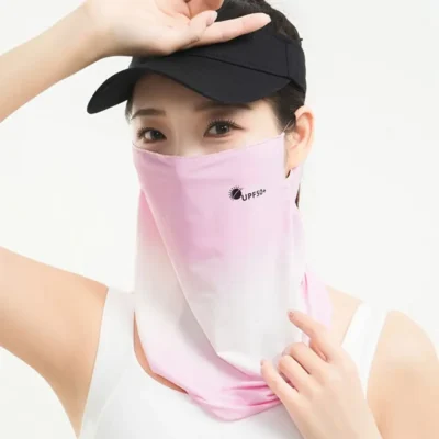 Breathable Sunscreen Face Veil Ice Silk Face Mask Sun Protection Neckline Face Cover Summer Cycling Hiking