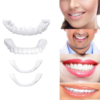 Perfect Fit Teeth Whitening Fake Tooth Cover Snap On Silicone Smile Veneers Teeth Upper Beauty Tool Cosmetic Teeth High-Quality