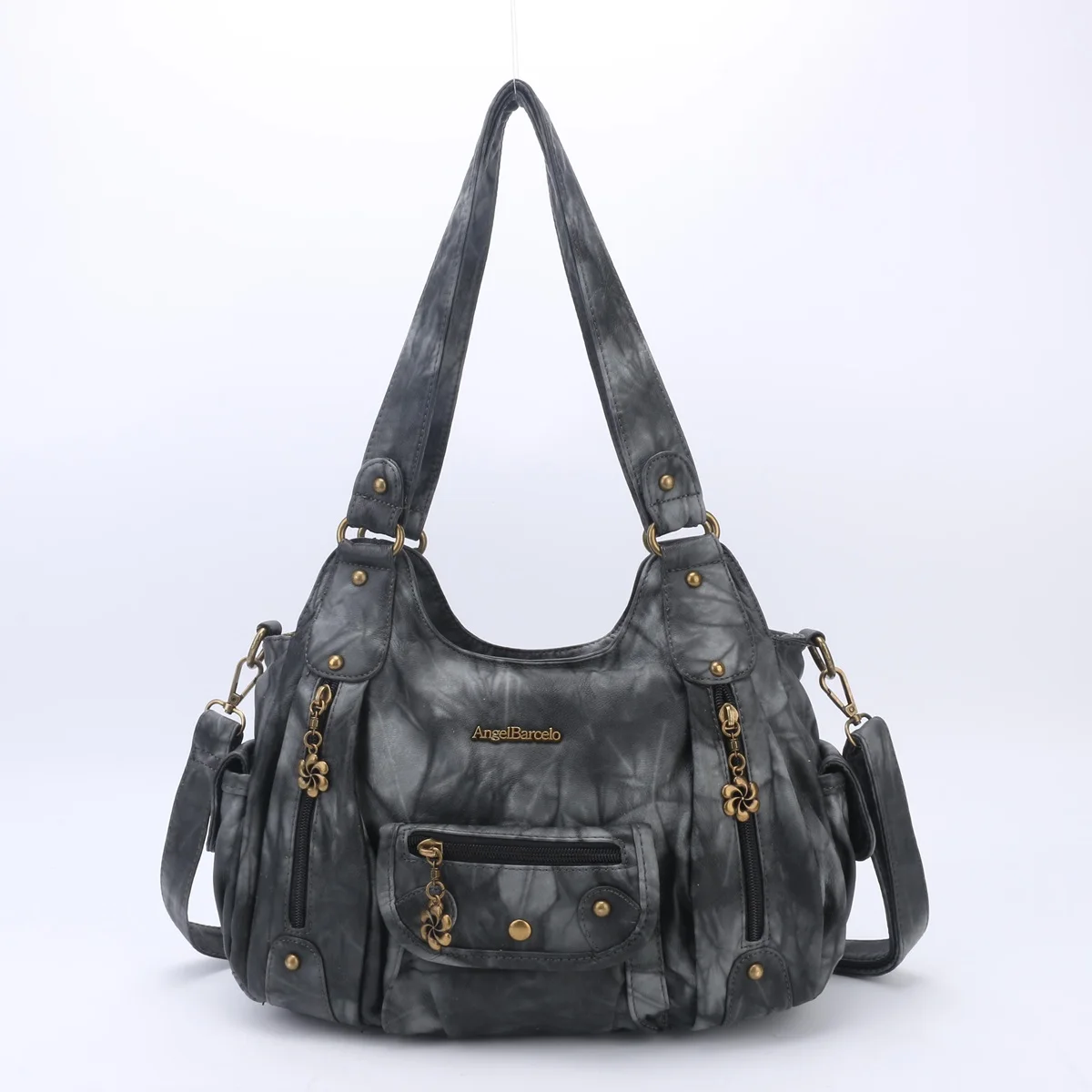 Women Handbags Satchel Top-handle Vintage PU Shoulder Bag 12.5”x4.4” Dumpling Pack Multi-pockets Shoulder Bags Wellet
